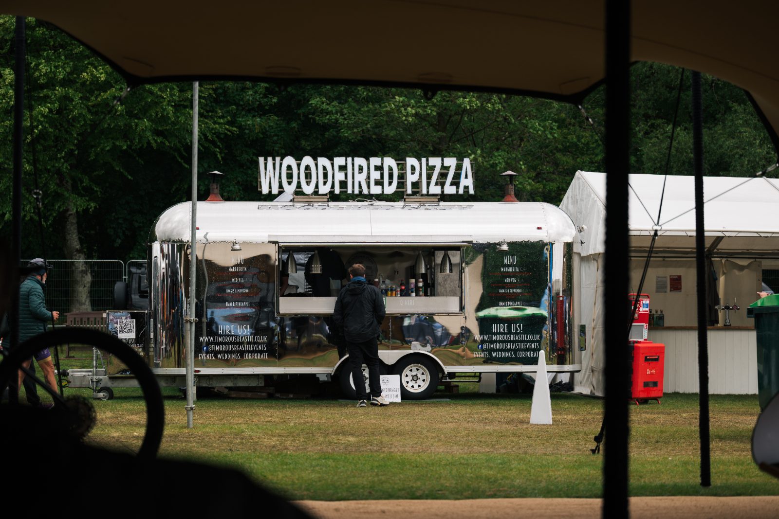 Woodfired pizza van in the Festival Village